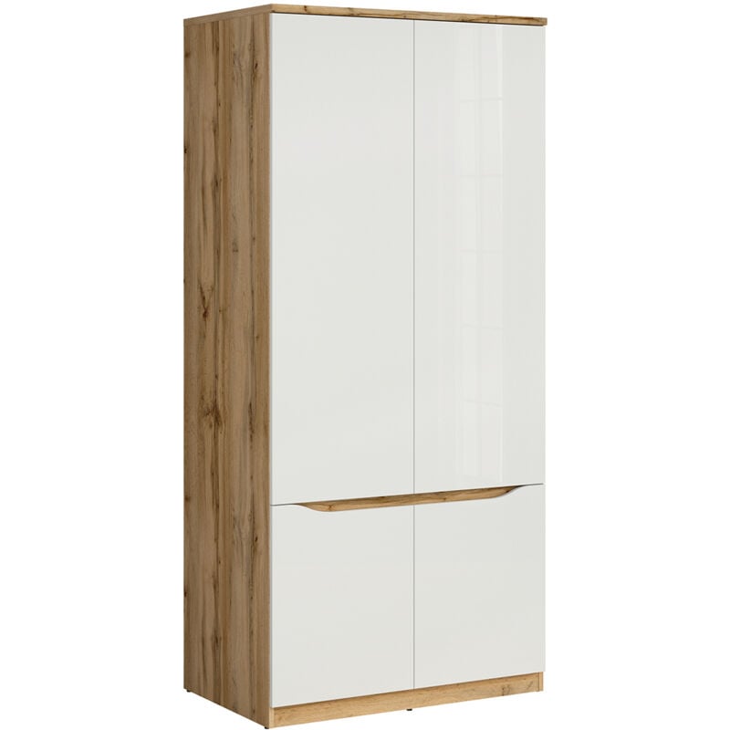 Armoire 2 portes June Blanc et Bois