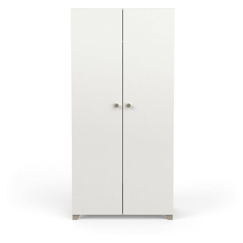Armoire 2 portes penderie + lingère Izzy blanc et bois