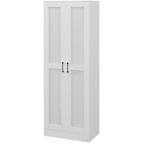 Armoire 2 portes rangement 5 étagères design moderne 60x36,5x175 cm