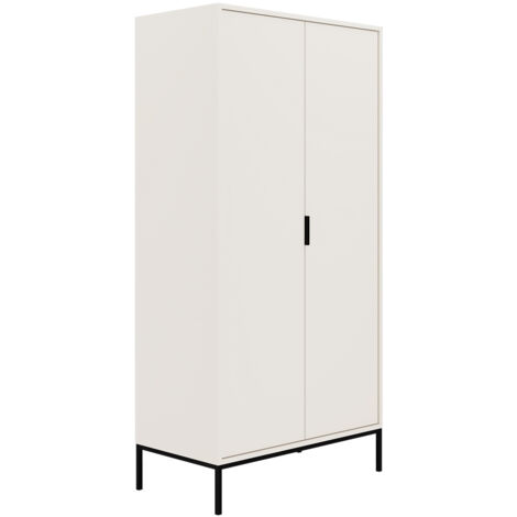 Armoire 2 portes Seattle Blanc Pieds noirs