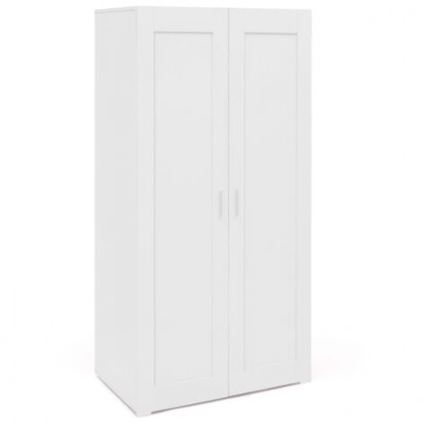 Armoire 2 portes VITO blanc penderie 80 cm avec étagères rangement maxi capacité