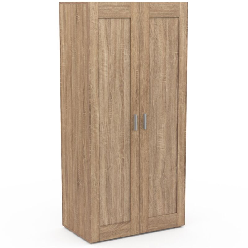 Idmarket - Armoire 2 portes vito hêtre penderie 80 cm avec étagères rangement maxi capacité