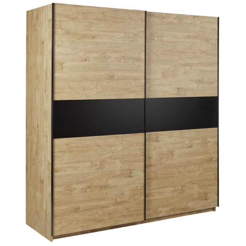 Meublorama - Armoire 200cm pour chambre à coucher avec 2 portes coulissantes collection morgane coloris chêne doré