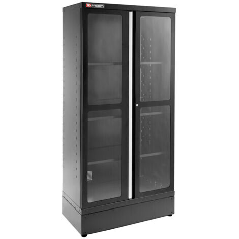 Armoire 2m Facom JLS3, 2 portes vitrées, noire