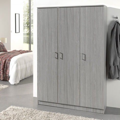 Armoire 3 portes 120x40x100 cm en décor chêne gris