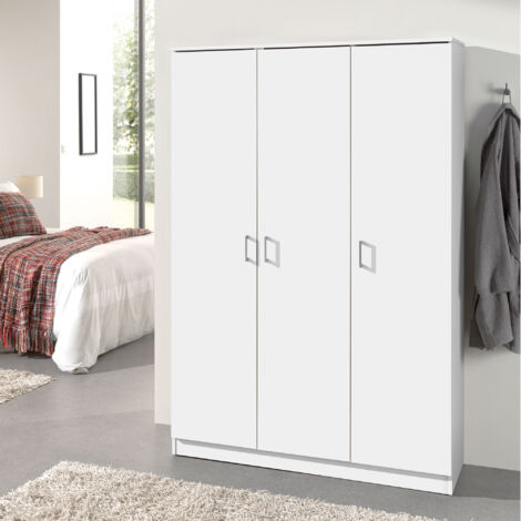 Armoire 3 portes 120x40x180 cm décor blanc - RANGO