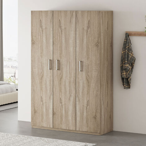 Armoire 3 portes 120x42x180 cm décor chêne - MIKE