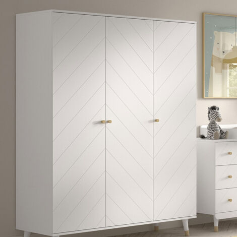 Armoire 3 portes 150x59x200,3 cm blanc - GAMAY