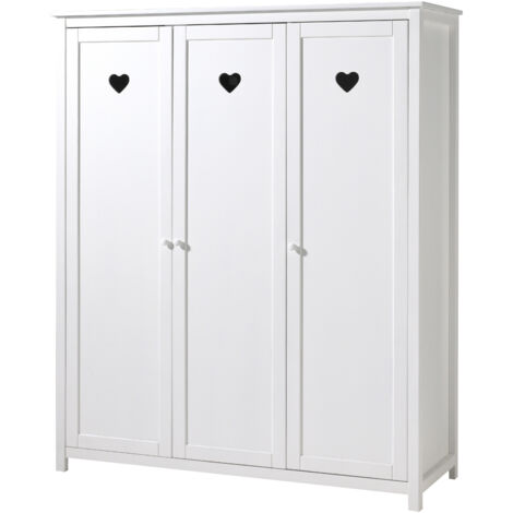 Armoire 3 portes 159x57x190,5 cm en pin blanc - AMORENA