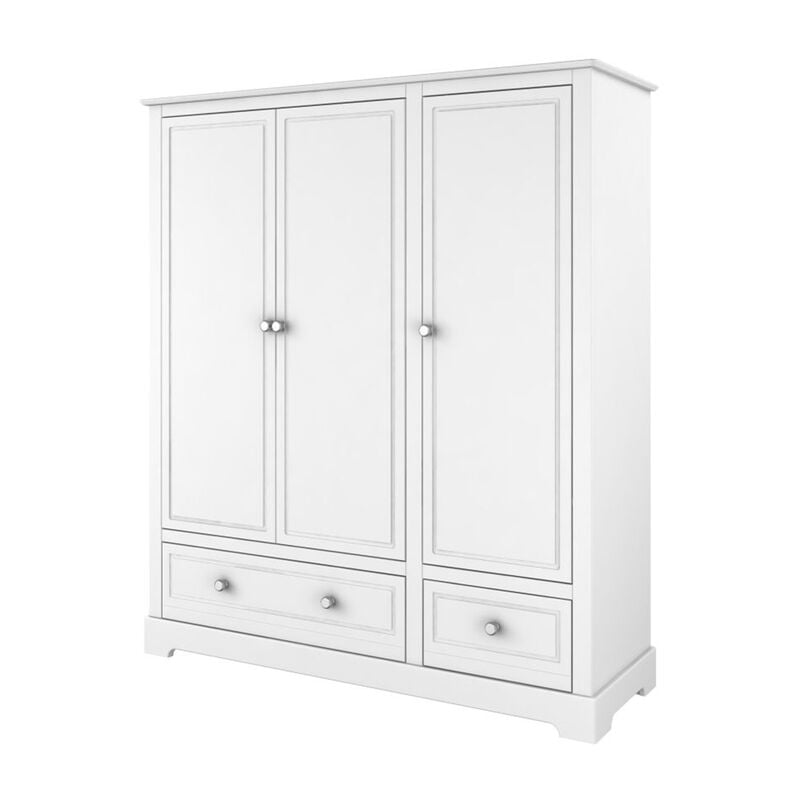 Armoire 3 portes 2 tiroirs Bellamy Marylou Blanc