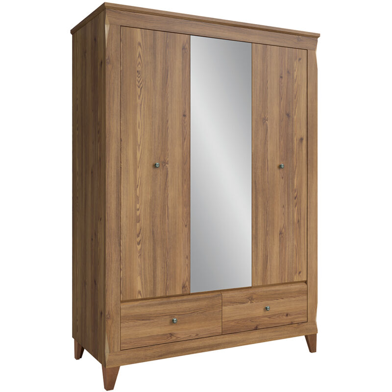 Armoire 3 portes 2 tiroirs Raya Bois