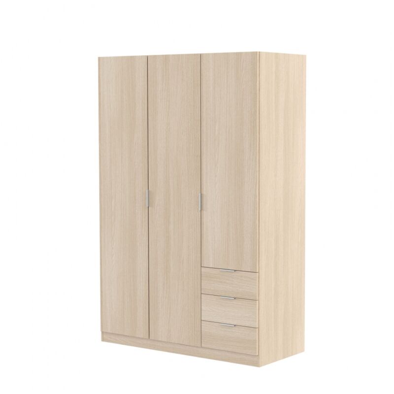 Befara - armoire 3 portes 3 tiroirs nine - Chêne