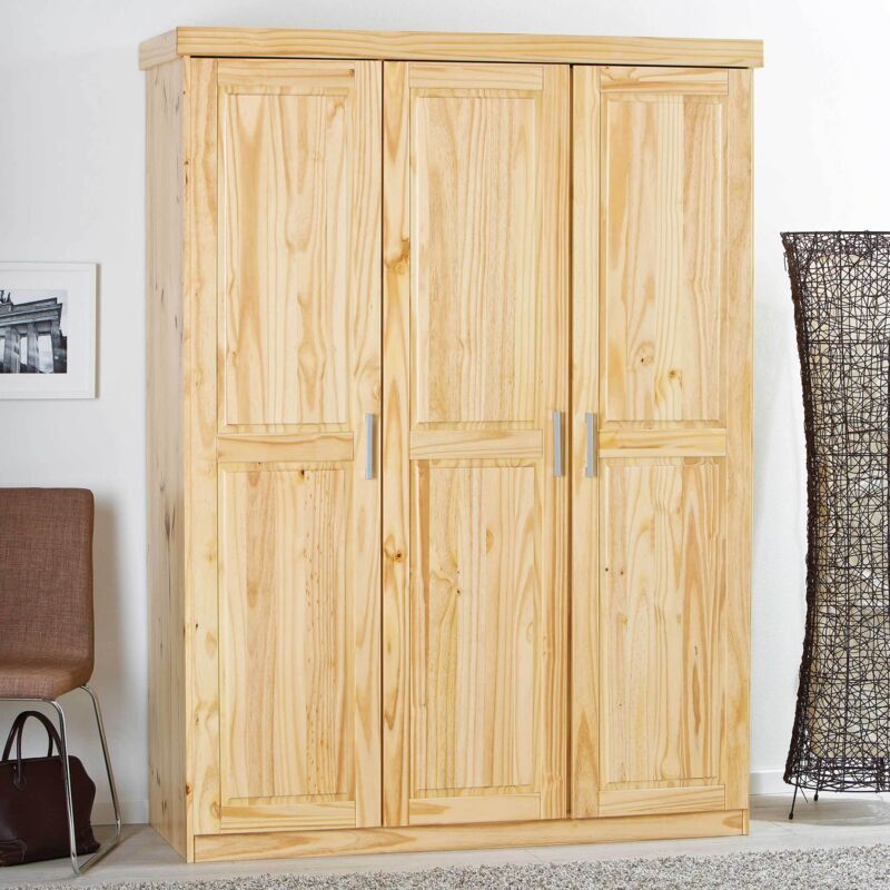 Inter Link - Armoire 3 portes 140 cm en pin massif - chamonix