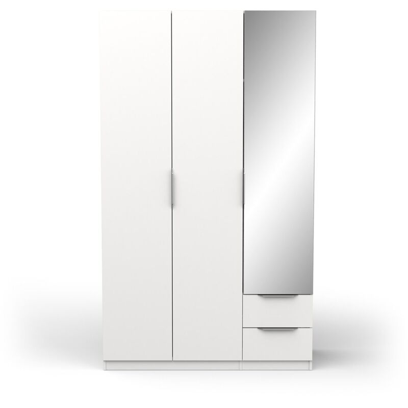 CALICOSY - Armoire 3 portes, 2 tiroirs et 1 miroir Ghost - L119,4 cm