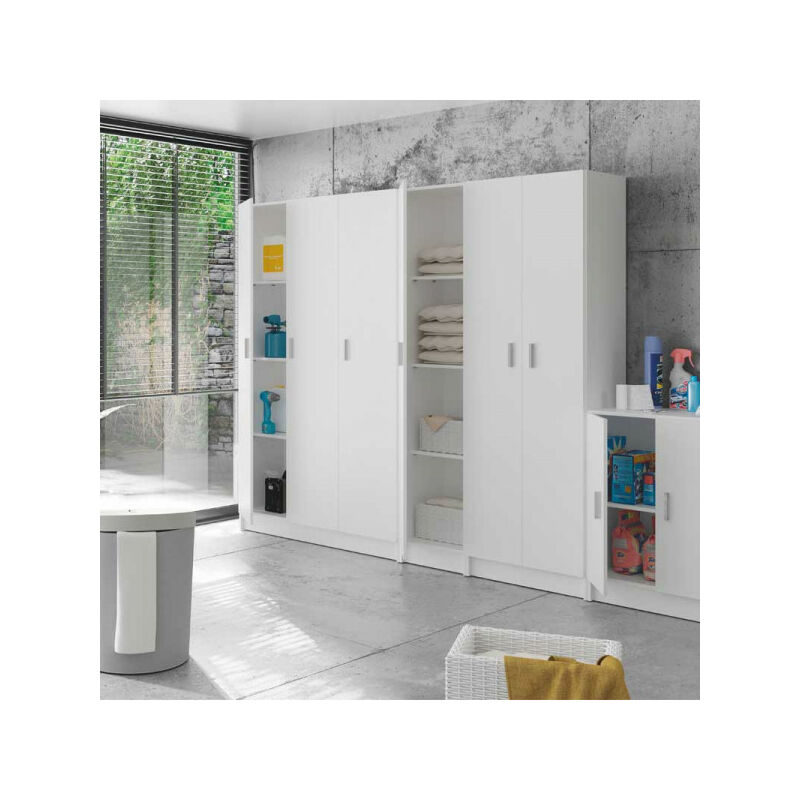 TMM - Armoire 3 portes battantes - Blanc - mula - l 109 x l 37x h 180