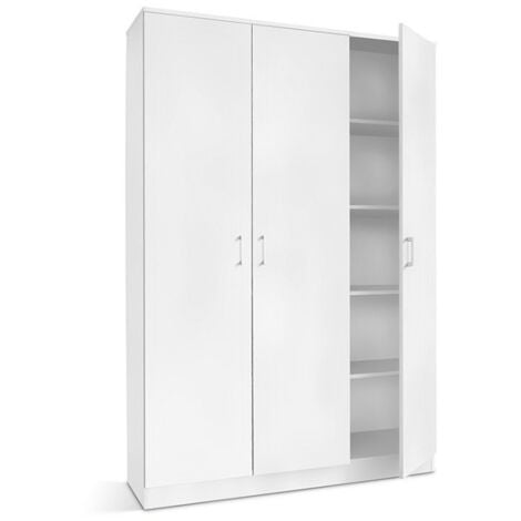 MEUBLORAMA Armoire 3 portes coloris blanc collection REY. Garde Robe idéal pour votre entrée ou votre buanderie