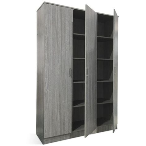 MEUBLORAMA Armoire 3 portes coloris chêne collection REY. Garde Robe idéal pour votre entrée ou votre buanderie