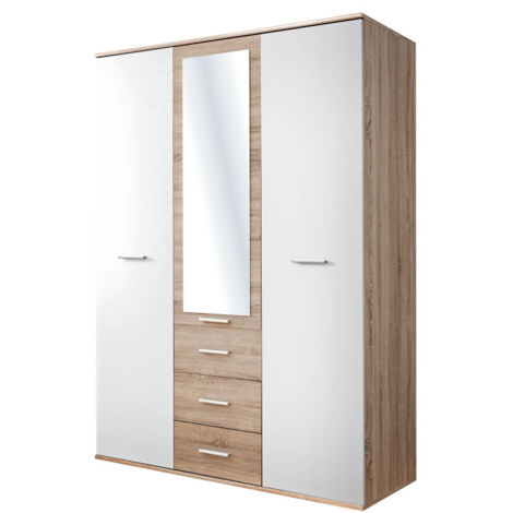 Armoire 3 Portes "Dino" 191cm Chêne & Blanc