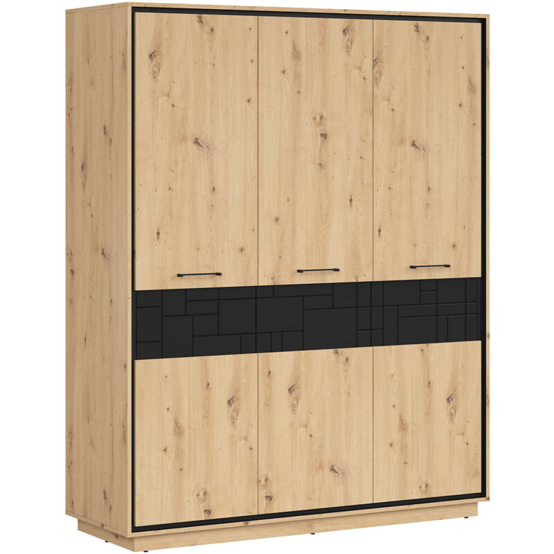 Armoire 3 portes Elijah Bois et Noir