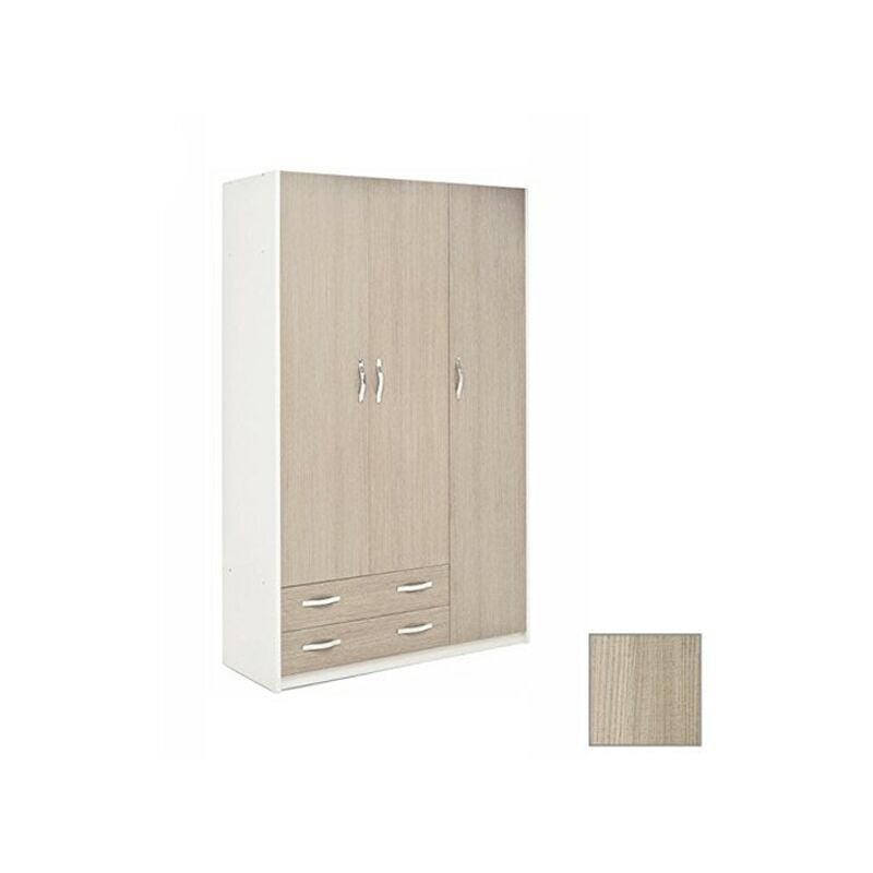 Argonauta - Armoire 3 portes et 2 tiroirs Façade blanche box orme Cm 135x52xH 210