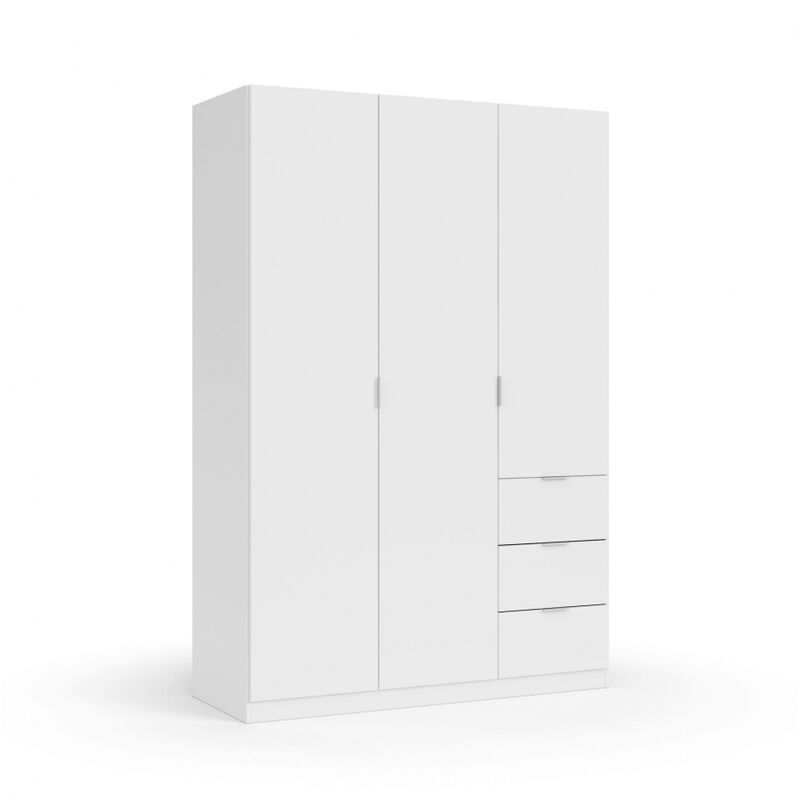 Befara - armoire 3 portes et tiroirs andromeda - Blanc - Blanc