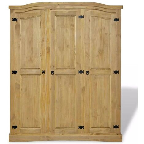 Armoire 3 portes pin massif naturel Mexica