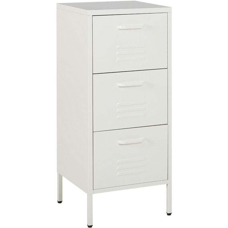 Beliani - Armoire de Rangement en Métal à 3 Tiroirs Industrielle pour Bureau à Domicile Blanche Wostok