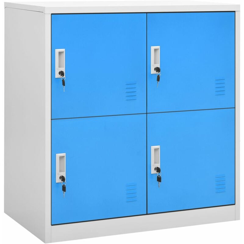 Armoire à 4 casiers Gris clair et bleu 90x45x92,5 cm Acier