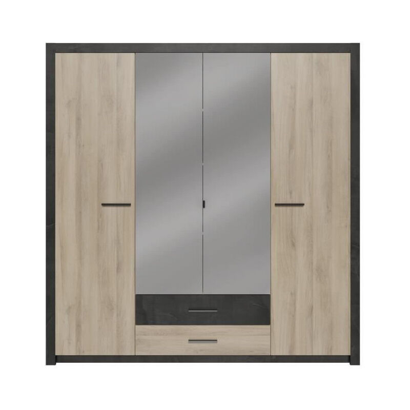 Demeyere - colorado Armoire 4 portes - Decor Chene Kronberg - l 198 x h 203,1 x 56,6 cm