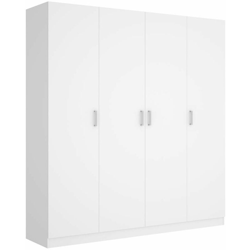 Mobimarket - Armoire 4 portes Maxi blanc Blanc 200 x 215 x 52 cm - Blanc