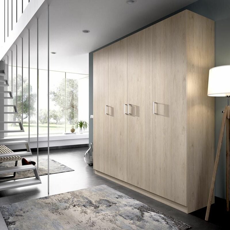 Mobimarket - Armoire 4 portes Maxi naturel pas cher Naturel 200 x 215 x 52 cm - Naturel
