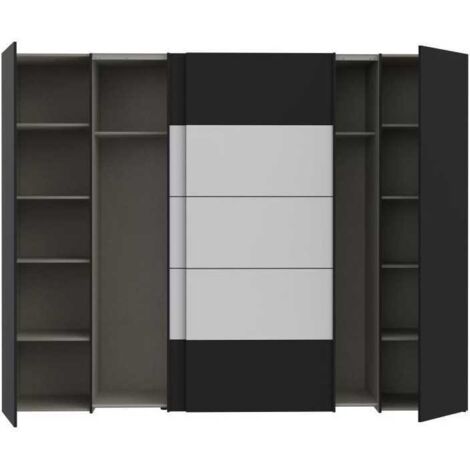 Armoire 4 portes NARAGO NRGS82511 Noir / Blanc 270,3x61,2x210,5 cm