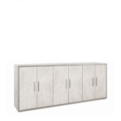 Armoire 6 portes 203L x 41P x H84 – Finition ciment et blanc mat – Sarmog