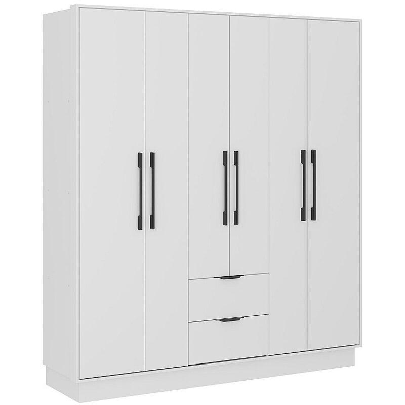 Vente-unique - Armoire 6 portes et 2 tiroirs - L162 cm - Blanc - feova