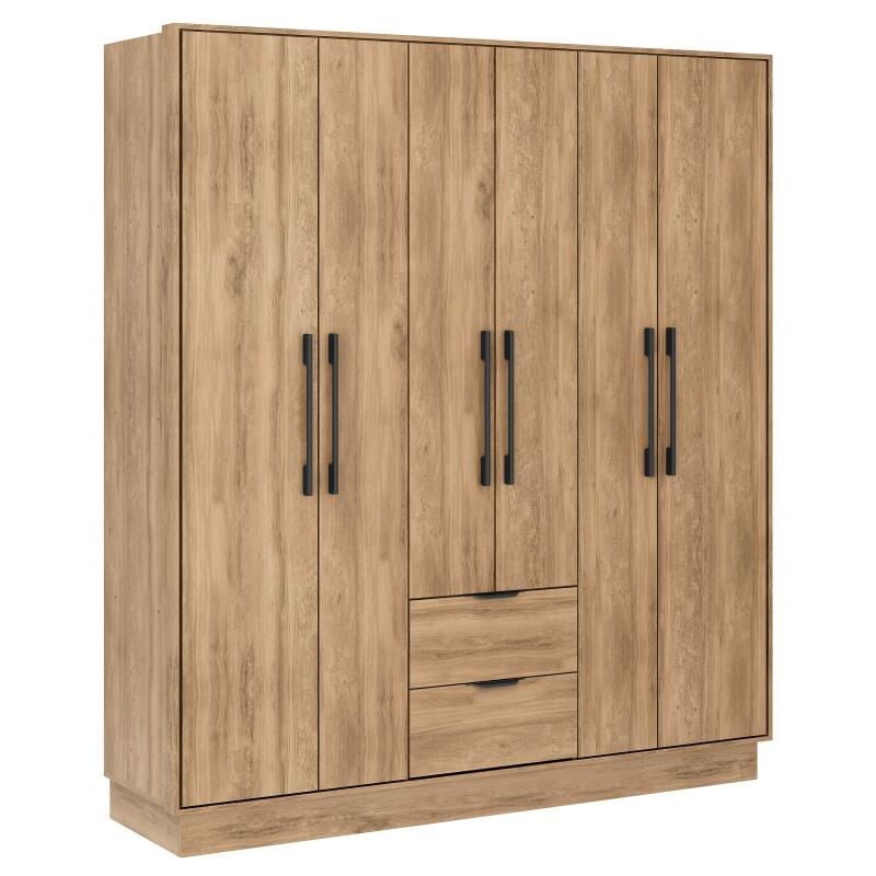 Vente-unique - Armoire 6 portes et 2 tiroirs - L162 cm - Coloris : Naturel - feova