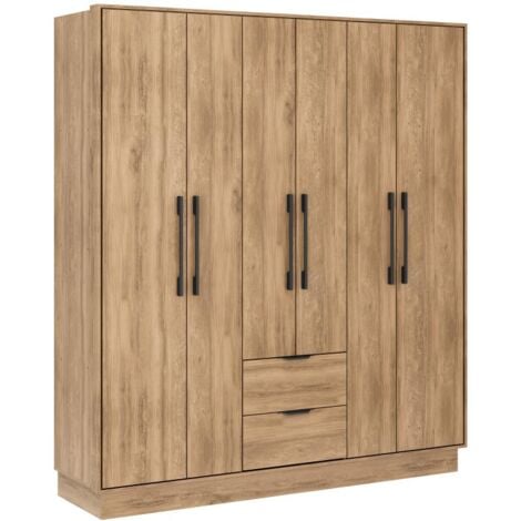 VENTE-UNIQUE Armoire 6 portes et 2 tiroirs - L162 cm - Coloris : Naturel - FEOVA
