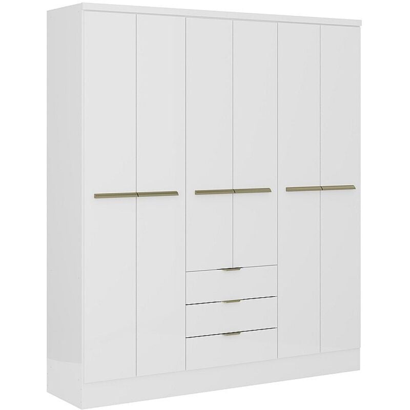 Vente-unique - Armoire 6 portes et 3 tiroirs - L180 cm - Blanc - peroli