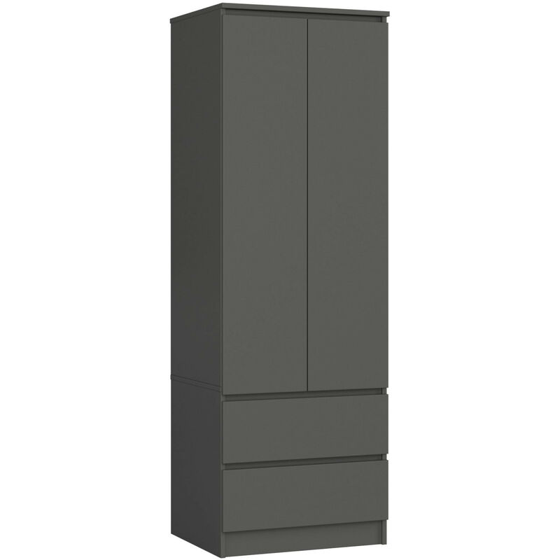 Armoire Akord S60 Gris Graphite 60 cm 2 portes 2 tiroirs façade Gris Graphite 1 étagère 60x51x180 cm