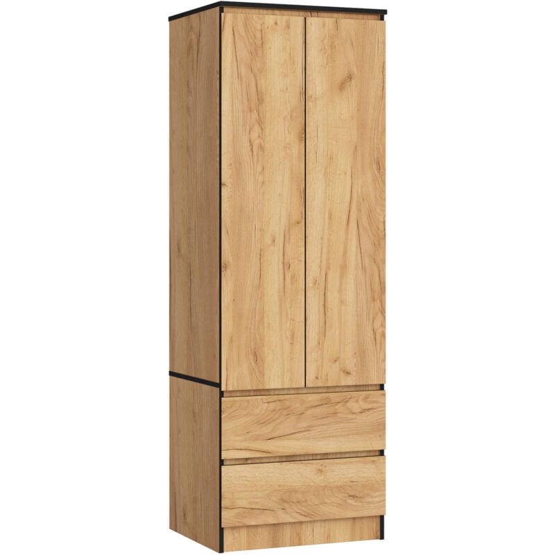 Armoire Akord S60 Chêne Craft 60 cm 2 portes 2 tiroirs façade Chêne Craft 1 étagère 60x51x180 cm