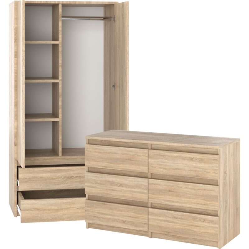 Armoire 90 cm - Chne Sonoma - Avec 6 tiroirs - Élégante et fonctionnelle