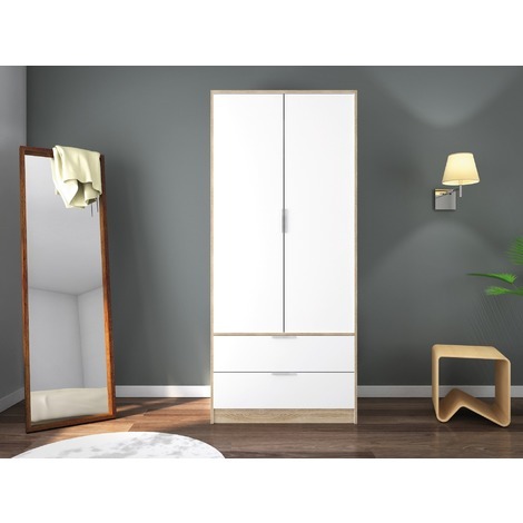 Armoire Penderie 90 X 60 X 200 Cm Blanc