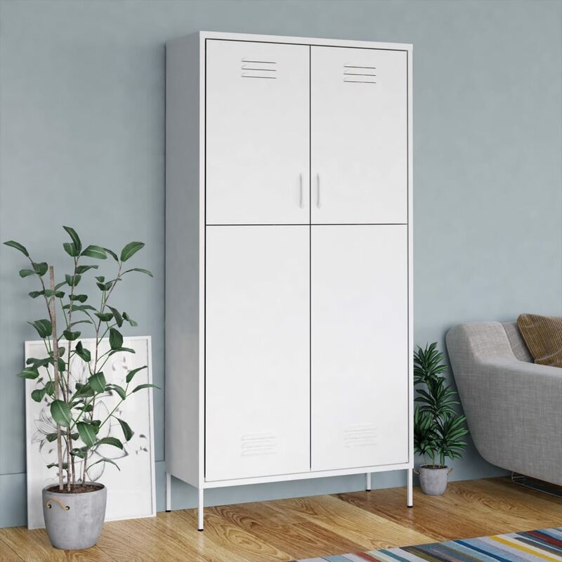 Nova - Armoire 90x50x180 cm en acier équipé de 2 couleurs différentes disponibles Couleur : Blanc