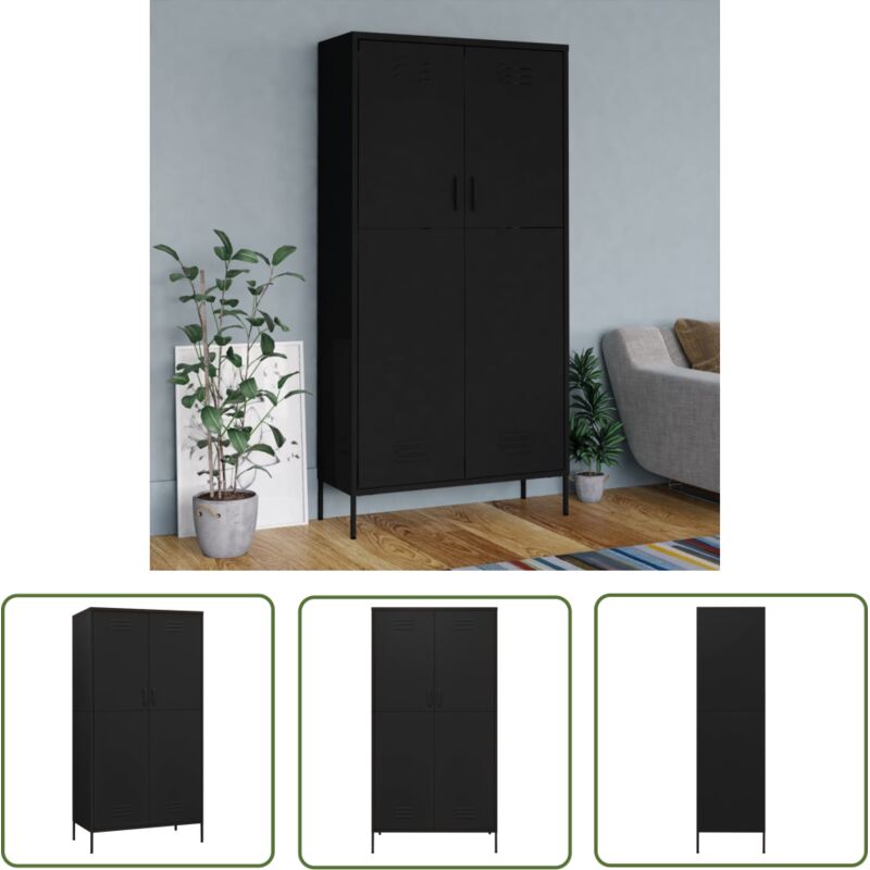 Nova - Armoire 90x50x180 cm en acier équipé de 2 couleurs différentes disponibles Couleur : Noir