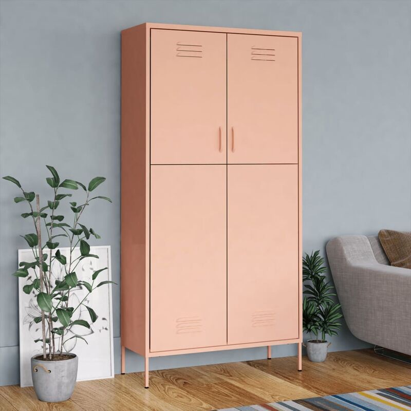 Nova - Armoire 90x50x180 cm en acier équipé de 2 couleurs différentes disponibles Couleur : Rose