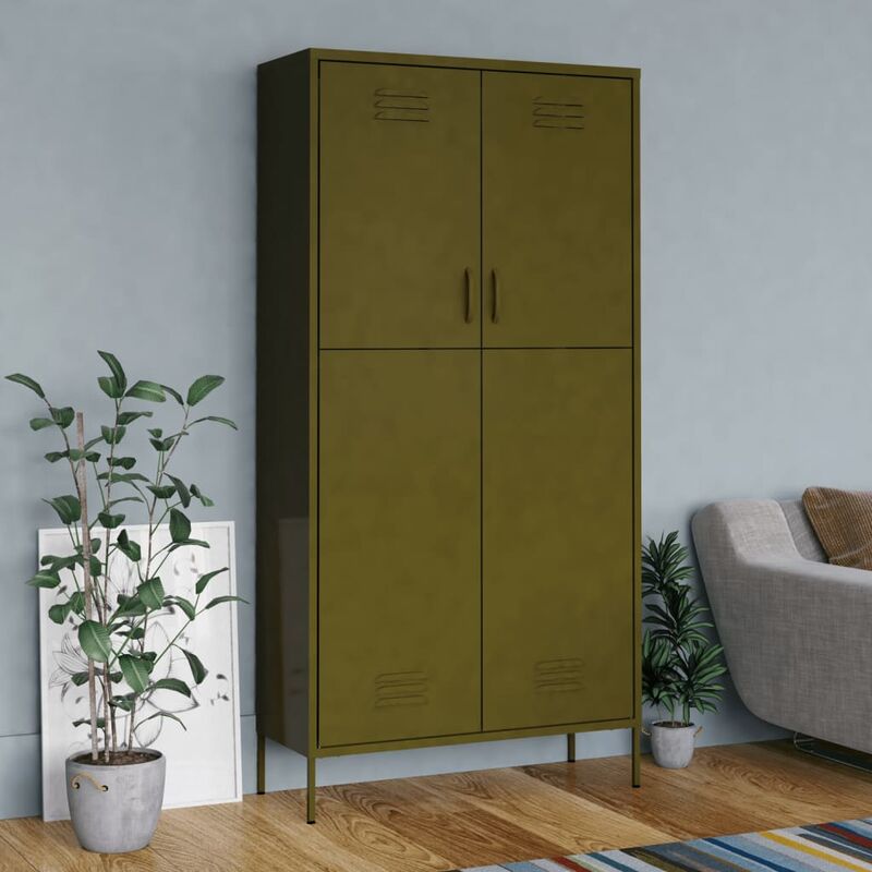 Nova - Armoire 90x50x180 cm en acier équipé de 2 couleurs différentes disponibles Couleur : Olive verte