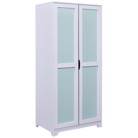 Armoire 92x59,5x205 cm en pin gris clair et vert d'eau - GREEDY