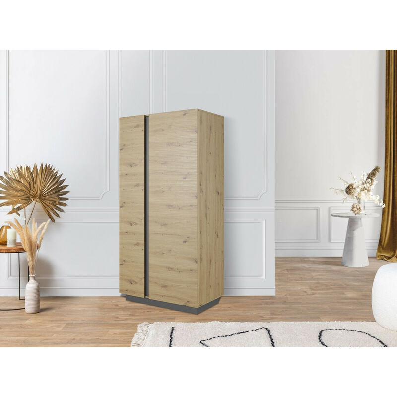 Bobochic - Armoire L97 cm ARCOMA Chêne et Gris - Marron