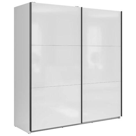 Armoire à 2 portes coulissante coloris Blanc brillant - Longueur 183 x Profondeur 60 x Hauteur 195,5 cm