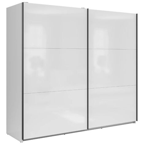 Armoire à 2 portes coulissante coloris Blanc brillant - Longueur 220 x Profondeur 60 x Hauteur 195,5 cm