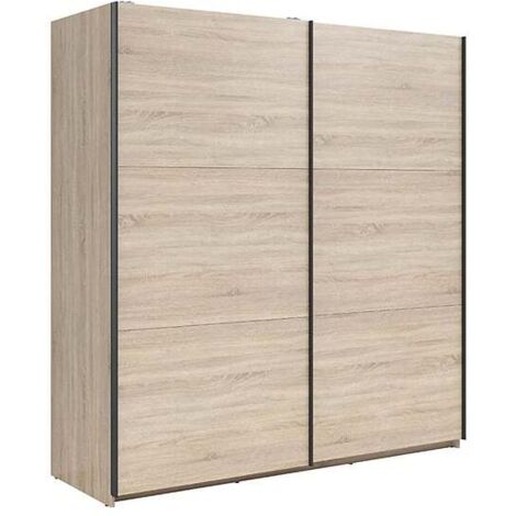 Armoire à 2 portes coulissante coloris chêne Sonoma - Longueur 183 x Profondeur 60 x Hauteur 195,5 cm